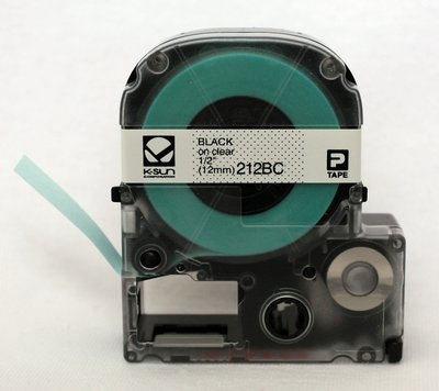212BC K-Sun 12mm Black on Clear Label Tape