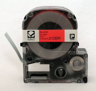 212BR K-Sun 12mm Balck on Red Label Tape