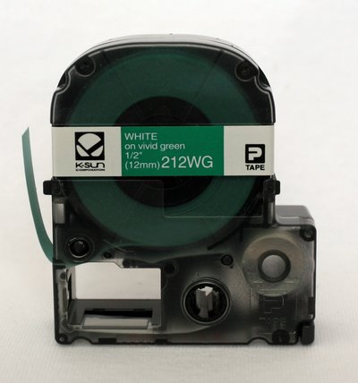 212WG K-Sun 12mm White on Green Label Tape