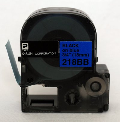 218BB K-Sun 18mm Black on Blue Label Tape